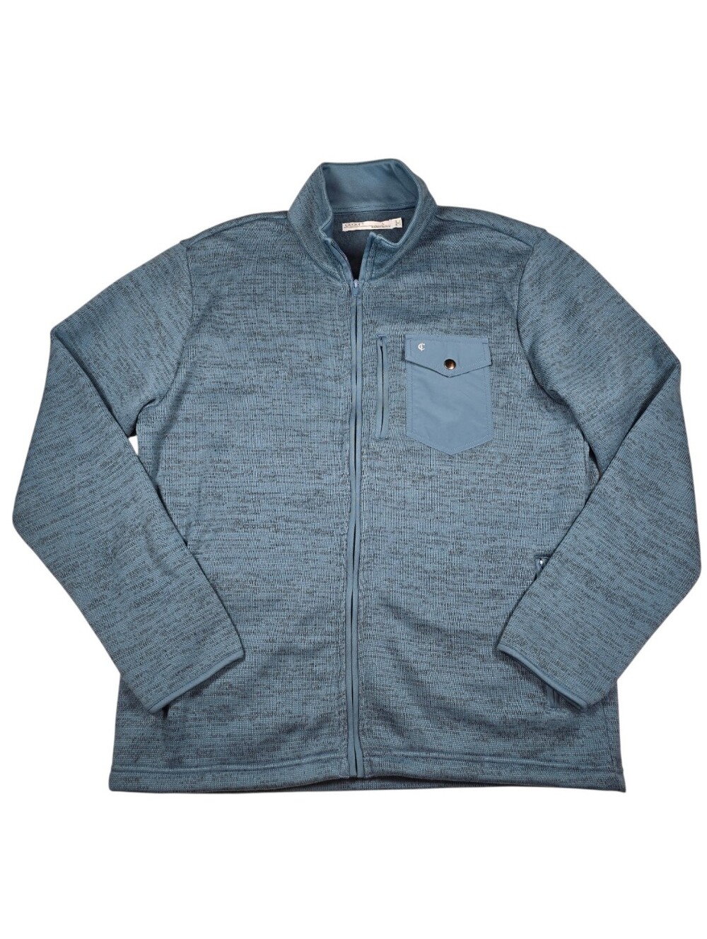 CRIQUET Texas Full Zip River Phoenix Blue Golf Sweater Fleece Jacket Men's Sz L